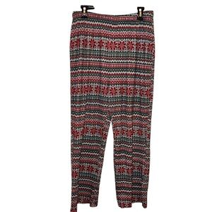 Rae Dunn Christmas Crew Fair isle straight leg pajama pants green red size large